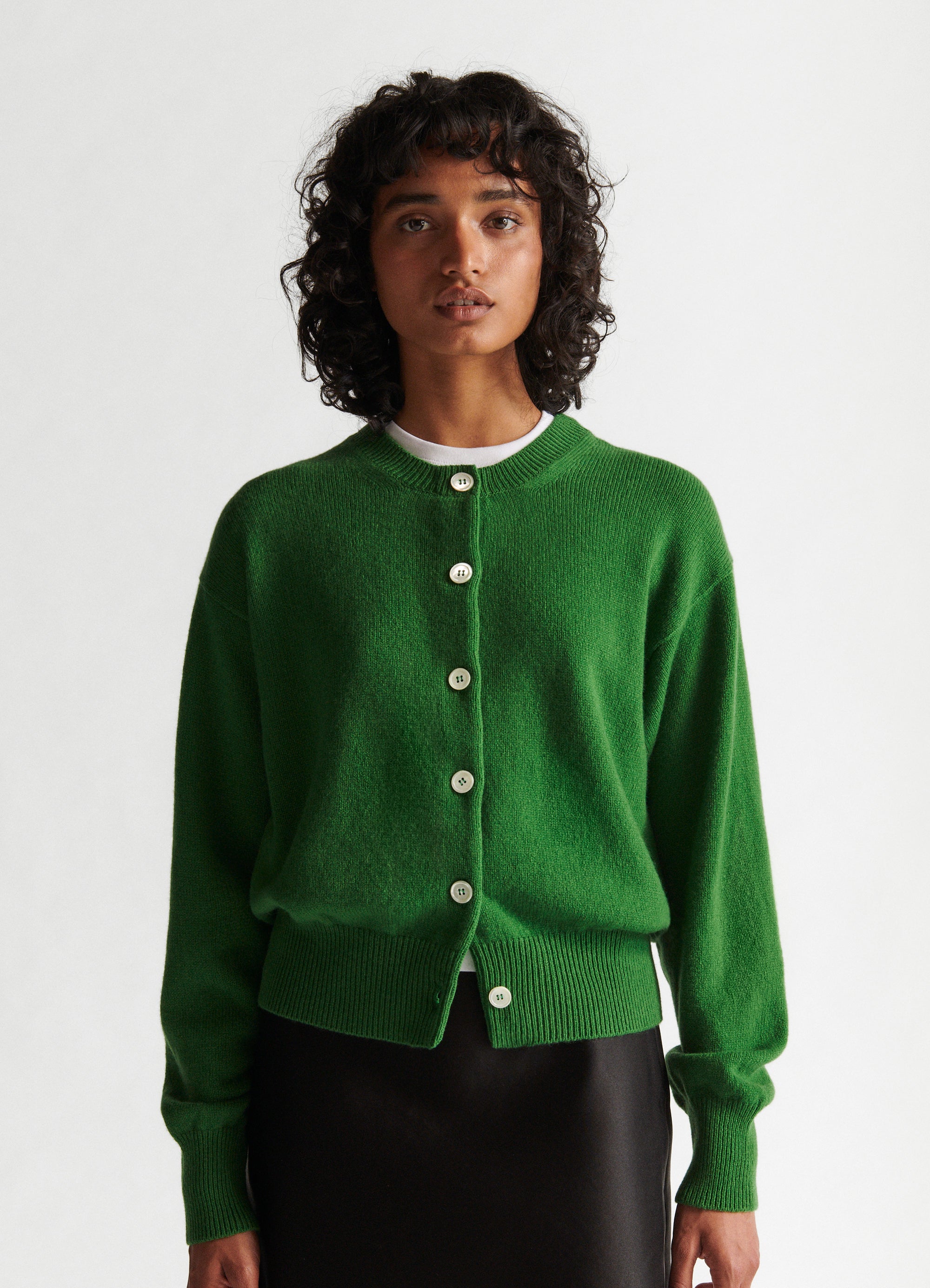 Ada Crewneck Cardigan in Green Daughter