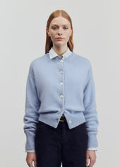 Ada Geelong Crewneck Cardigan in Pale Blue