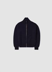 Mens Rea Rib Zip Jacket in Dark Navy