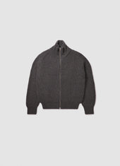 Mens Rea Rib Zip Jacket in Derby Grey