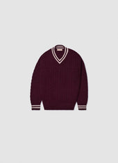 Mens Carlow Cricket Cable in Burgundy