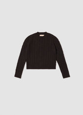 Carrow Cable Crewneck in Dark Brown