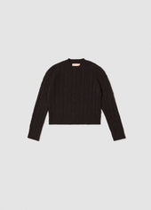 Carrow Cable Crewneck in Dark Brown