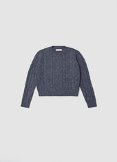 Carrow Cable Crewneck in Derby Grey