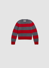 Clona Striped Geelong Crewneck in Red & Grey